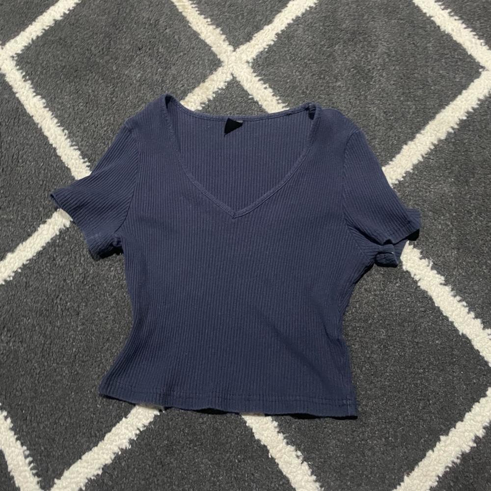 SHEIN Navy ribbed Crop Top